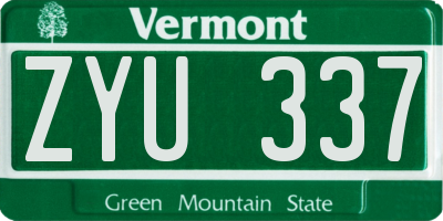 VT license plate ZYU337