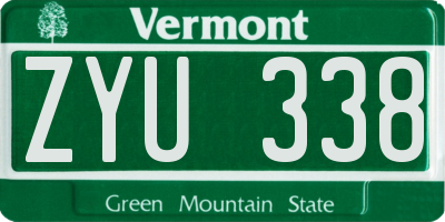 VT license plate ZYU338