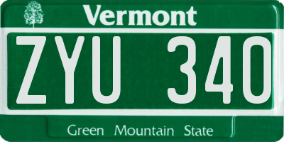 VT license plate ZYU340