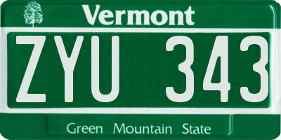 VT license plate ZYU343
