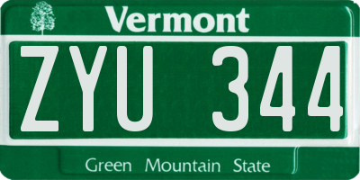 VT license plate ZYU344