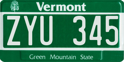 VT license plate ZYU345