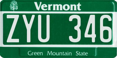 VT license plate ZYU346