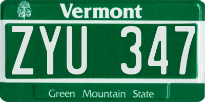 VT license plate ZYU347