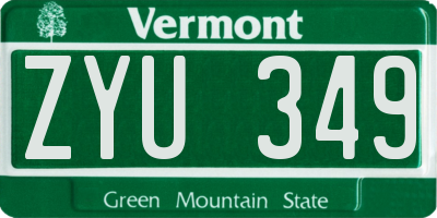 VT license plate ZYU349