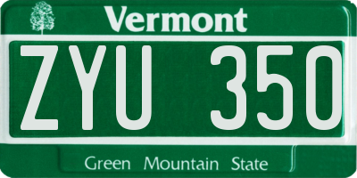 VT license plate ZYU350