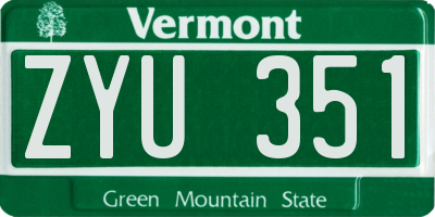 VT license plate ZYU351