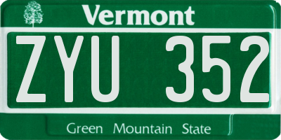 VT license plate ZYU352