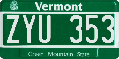 VT license plate ZYU353