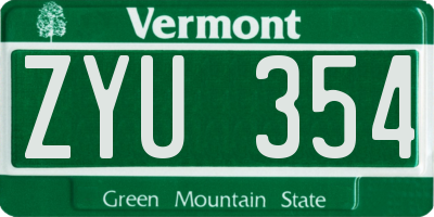 VT license plate ZYU354
