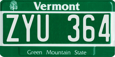 VT license plate ZYU364