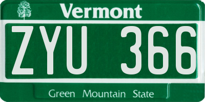 VT license plate ZYU366