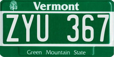 VT license plate ZYU367