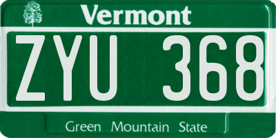VT license plate ZYU368
