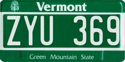 VT license plate ZYU369