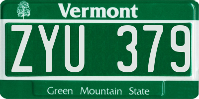 VT license plate ZYU379