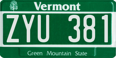 VT license plate ZYU381