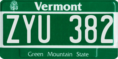 VT license plate ZYU382