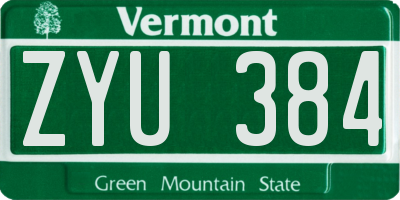 VT license plate ZYU384