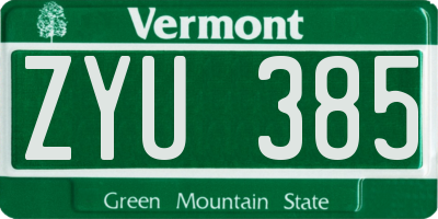 VT license plate ZYU385