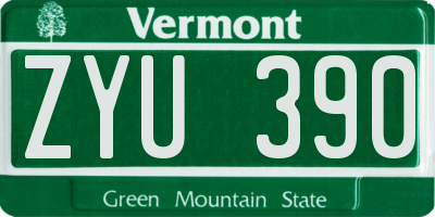 VT license plate ZYU390