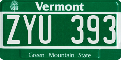 VT license plate ZYU393