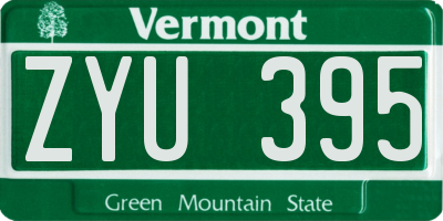 VT license plate ZYU395