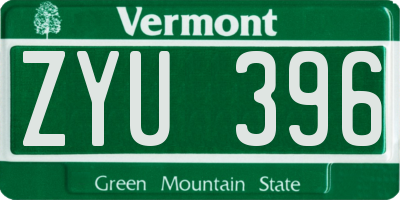 VT license plate ZYU396