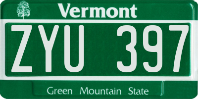 VT license plate ZYU397