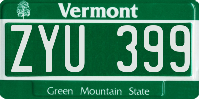 VT license plate ZYU399