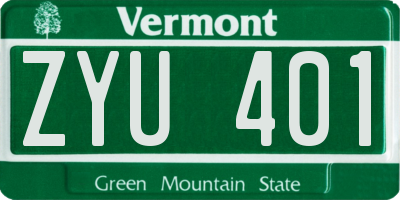 VT license plate ZYU401