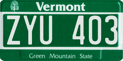 VT license plate ZYU403