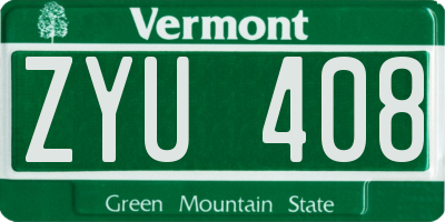 VT license plate ZYU408
