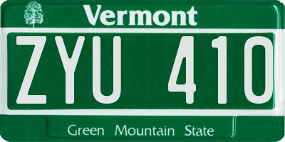 VT license plate ZYU410