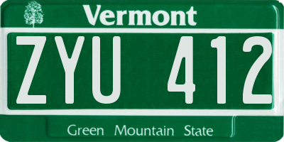 VT license plate ZYU412