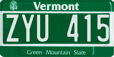 VT license plate ZYU415