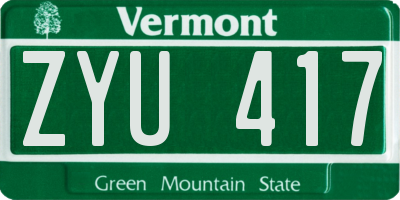 VT license plate ZYU417