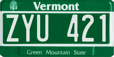 VT license plate ZYU421