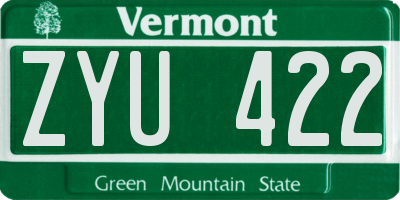VT license plate ZYU422
