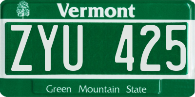 VT license plate ZYU425