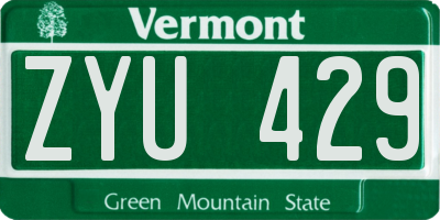 VT license plate ZYU429