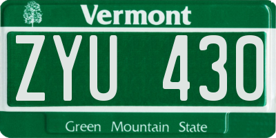 VT license plate ZYU430