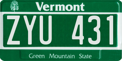VT license plate ZYU431