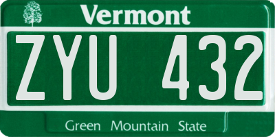 VT license plate ZYU432