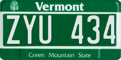 VT license plate ZYU434