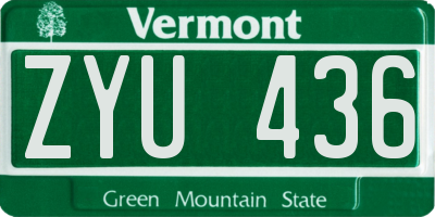 VT license plate ZYU436