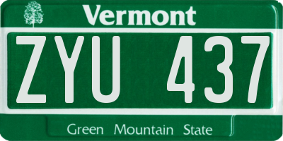 VT license plate ZYU437