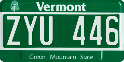 VT license plate ZYU446