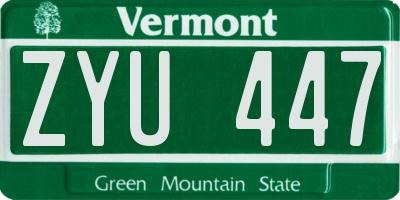 VT license plate ZYU447