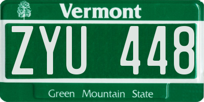 VT license plate ZYU448